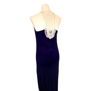 Blue lace back stretch maxi dress